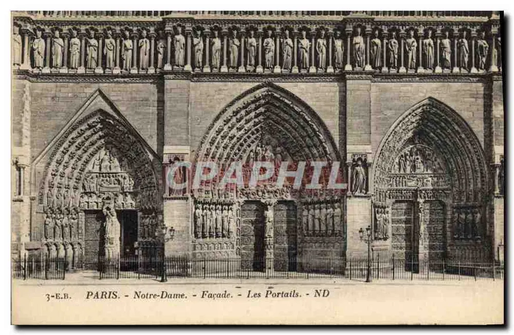 PARIS - Notre-Dame - Fachada - Os Portais - ND - Frente