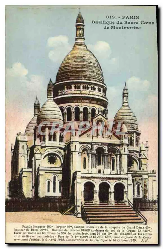 Basilika des Heiligen Herzens von Montmartre — Paris — unbekannter Verlag, Seriennummer 019 - Vorderseite