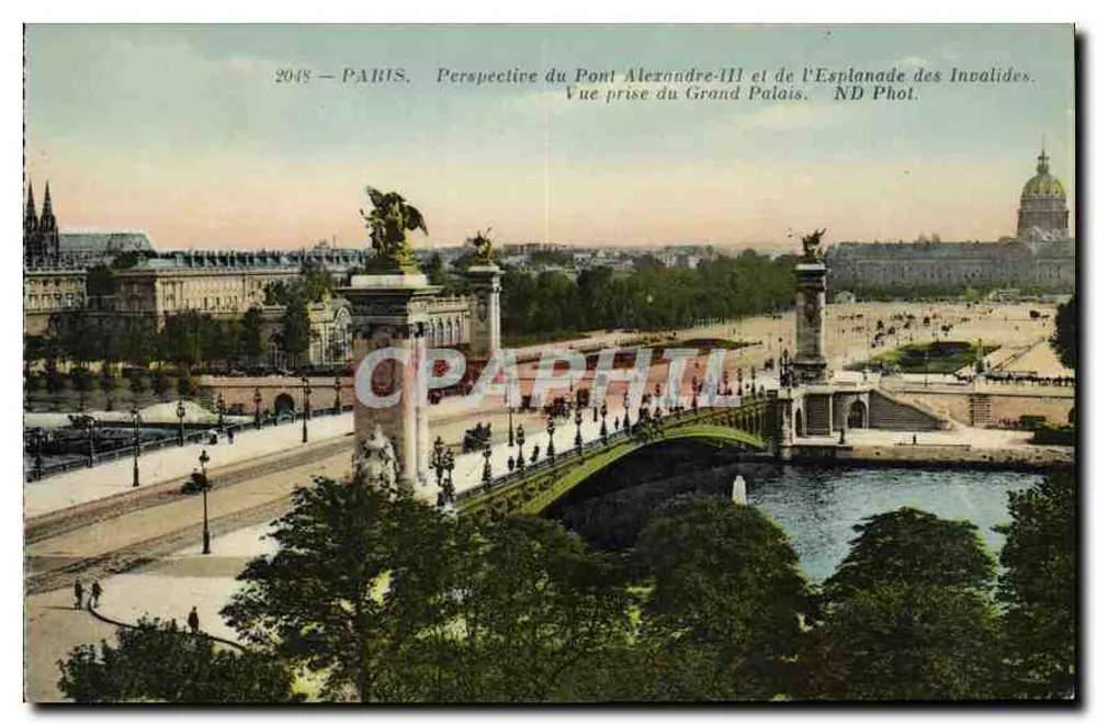 Paris — Ansicht des Pont Alexandre-III und der Esplanade des Invalides — ND Phot. - Vorderseite