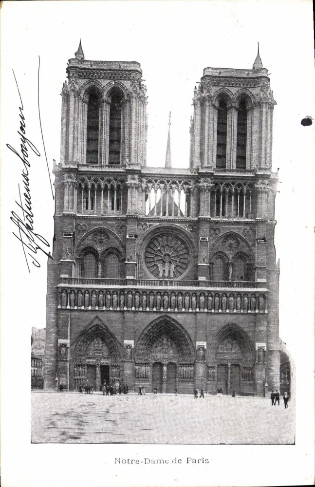 Notre-Dame de Paris — vista da fachada — editor não identificado, número de série não visível - Frente