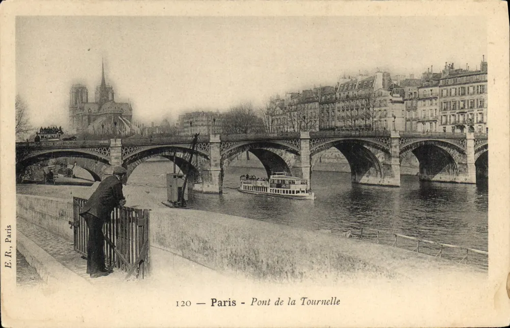 Paris - Ponte da Tournelle — vista com a catedral Notre-Dame em segundo plano — E.R. Paris, n°120 - Frente