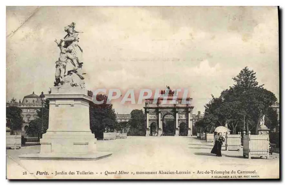Paris - Tuileries-Garten - « Quand Même », elsässisch-lothringisches Denkmal - Triumphbogen des Carrousel - Vorderseite