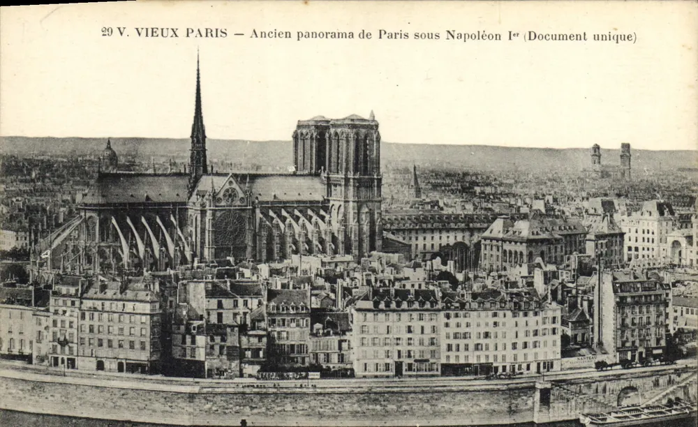 Paris — Altes Panorama von Paris unter Napoleon I — F. Fleury, photo-imp.-verlag, Paris - Vorderseite