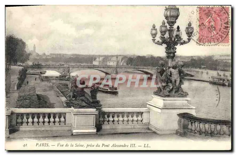 Paris — Ansicht der Seine, vom Pont Alexandre III aus — LL. - Vorderseite