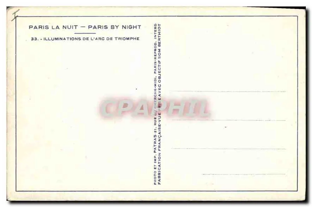 Paris à Noite — Iluminações do Arco do Triunfo — Patras - Verso