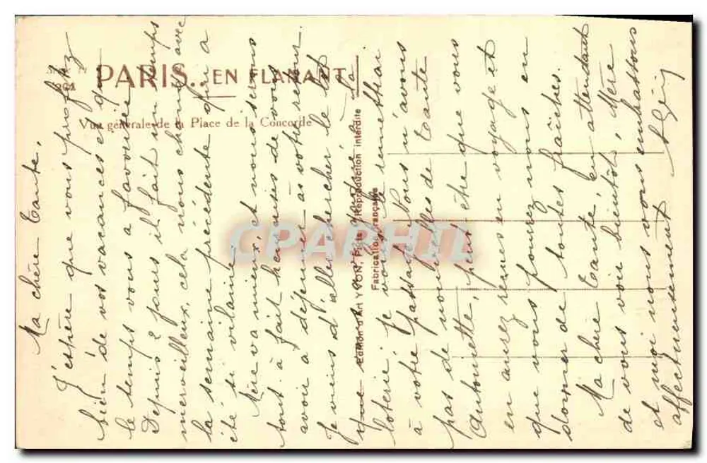 Paris. Caminhando — Praça da Concórdia — Éditions G. Gauthier - Verso