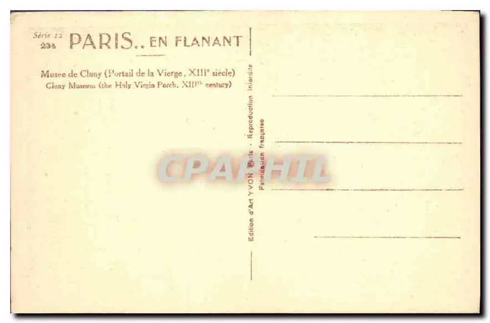 Portal da Virgem — Museu de Cluny — Edição de Arte Yvon - Verso