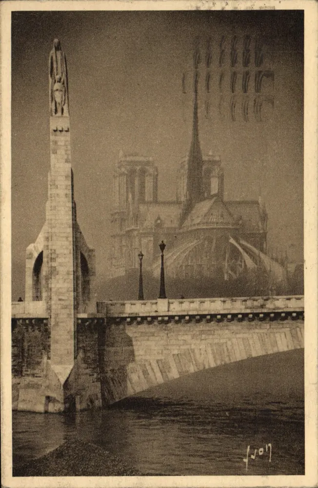Nossa Senhora e Estátua de Santa Geneviève — Paris — Les Editions d'Art Yvonne Landowski - Frente
