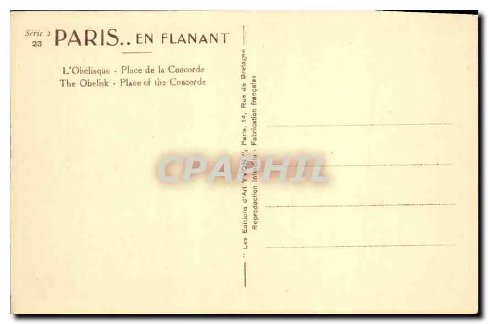 Obelisk — Plac Konwencji — Série 2, n°23 — Éditions d'Art Yvon - Rewers