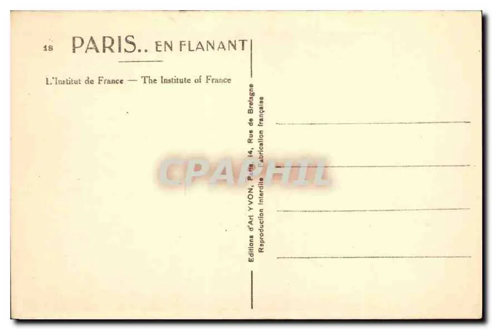 L'Institut de France — O Ponte dos Artes em segundo plano - Verso