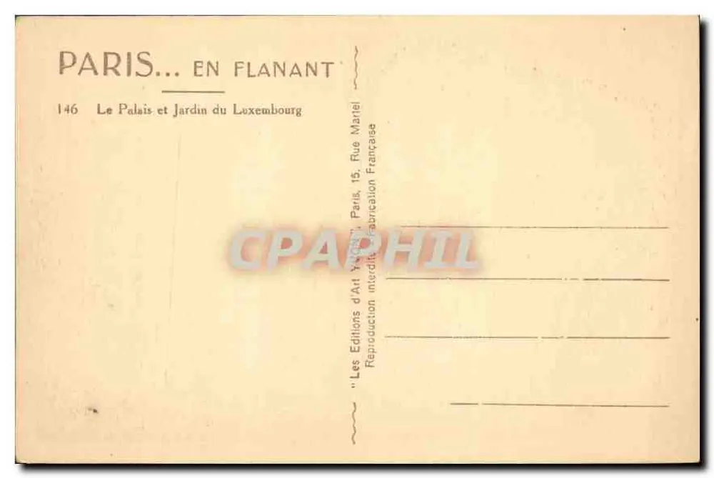 Palast und Garten des Luxembourg — Paris — Éditions d'Art Flanant, n°146 - Rückseite