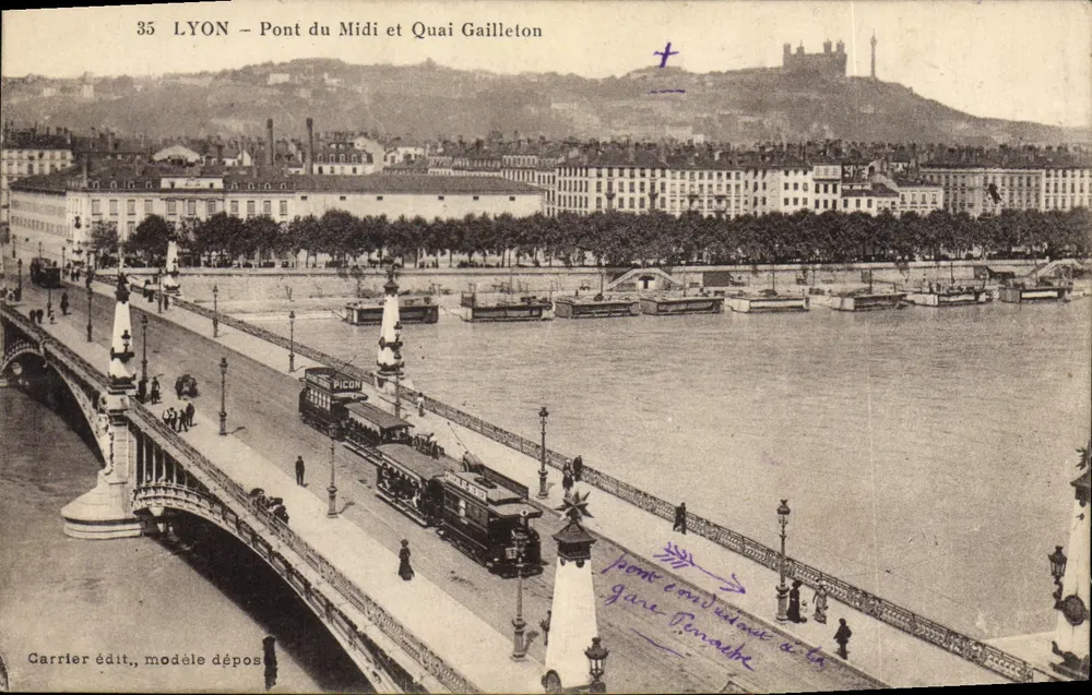 LYON – Pont du Midi e Quai Gailleton — Garrier editor, modelo depositado - Frente