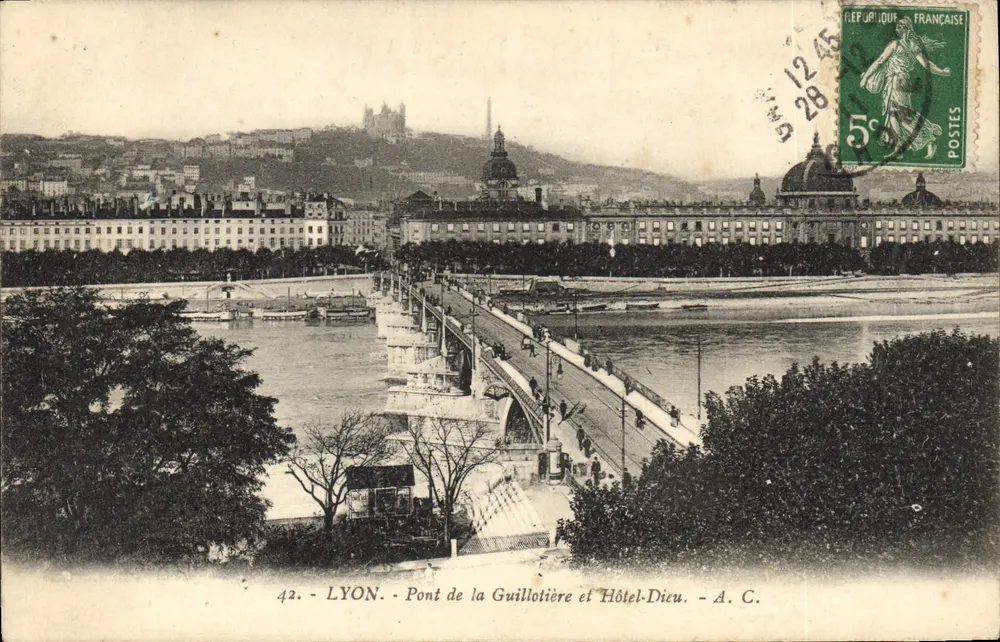 LYON - Brücke Guillotière und Hôtel-Dieu - A. C. - Vorderseite