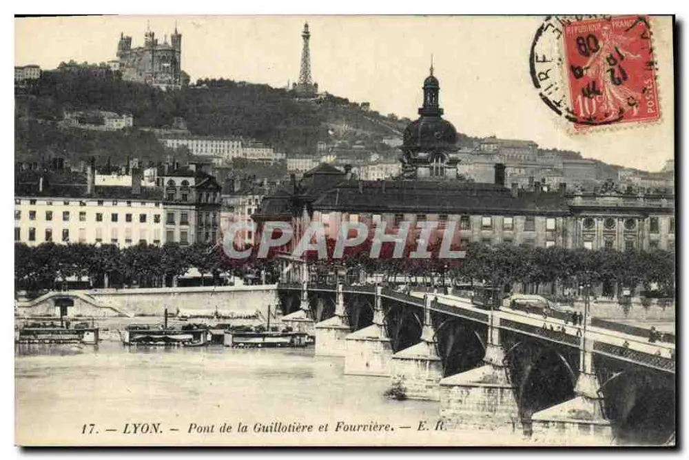 LYON — Pont de la Guillotière und Fourvière — E. ft. n°17 - Vorderseite