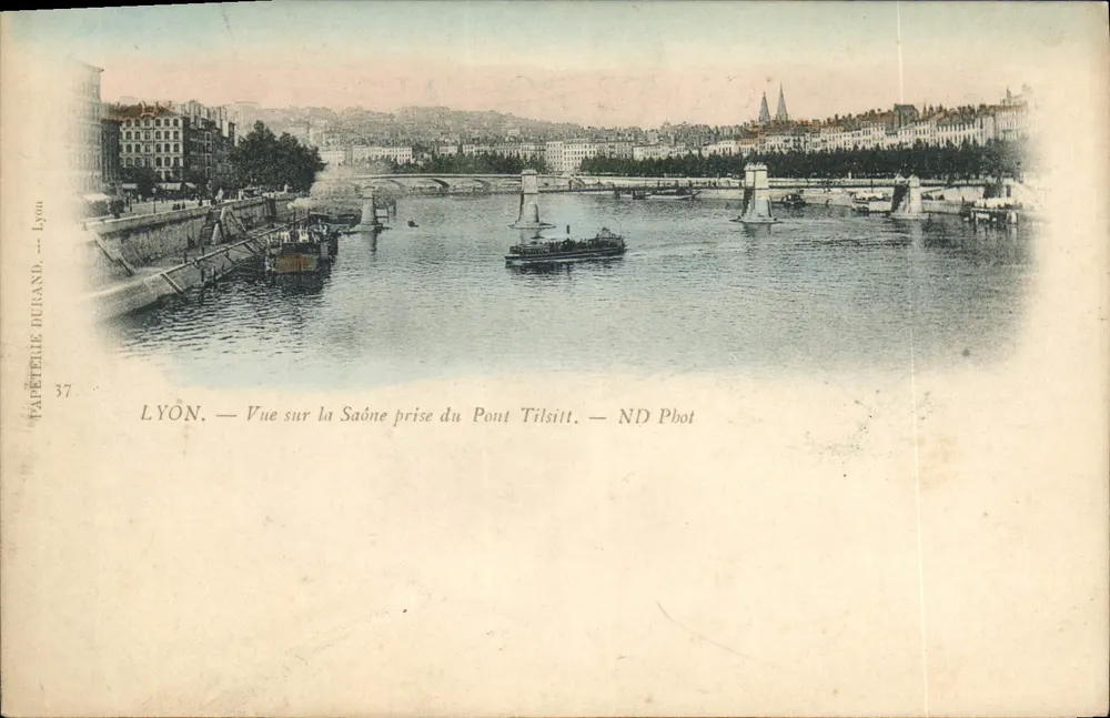 LYON — Blick auf die Saône vom Pont Tilsitt — Vapeurie Durand, Nr. 37 - Vorderseite