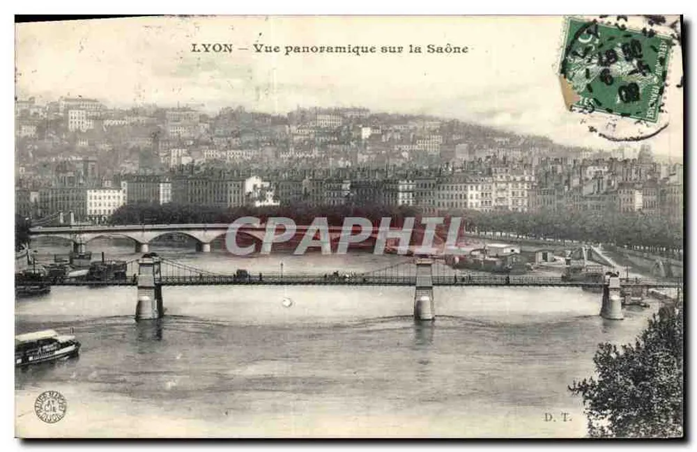 LYON — Vista panorâmica sobre a Saône — D.T. - Frente