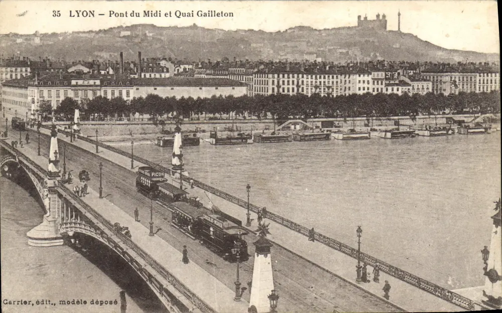 LYON — Pont do Meio e Quai Gaillleton — Carrier, editor, modelo depositado - Frente