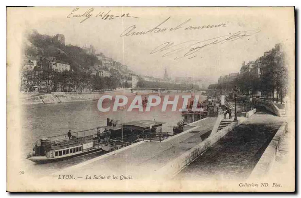 LYON — A Saône & os Quais — Coleções ND. Fot. - Frente