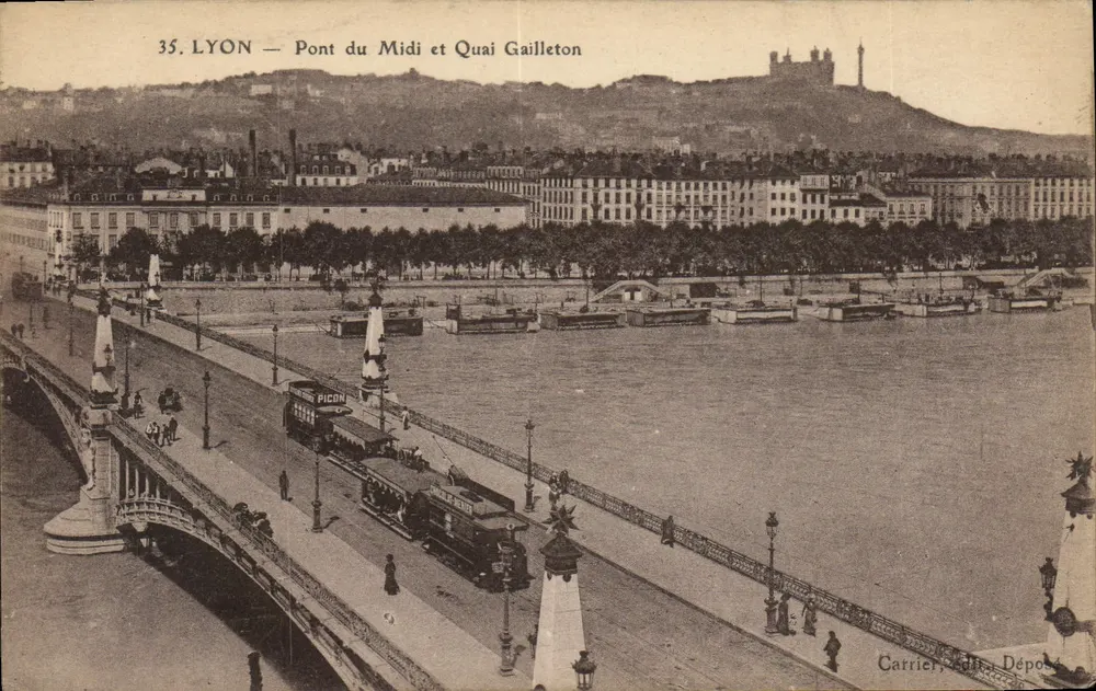 LYON — Ponte do Meio-dia e Quai Gaillleton — Carrier, Edição Depósito - Frente