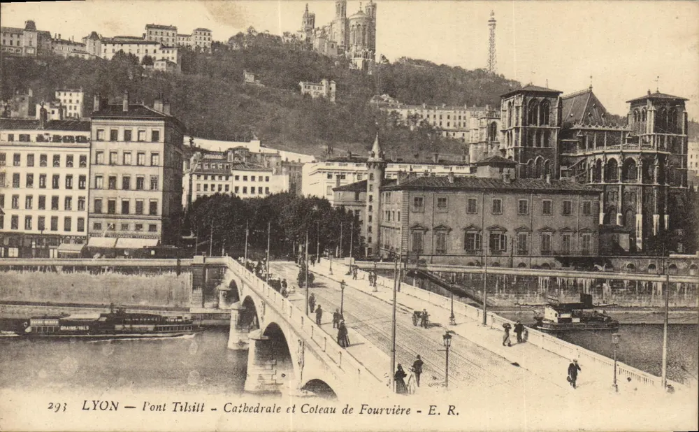 LYON — Brücke Tilkin - Kathedrale und Fourvière-Hügel - E. R. - Vorderseite