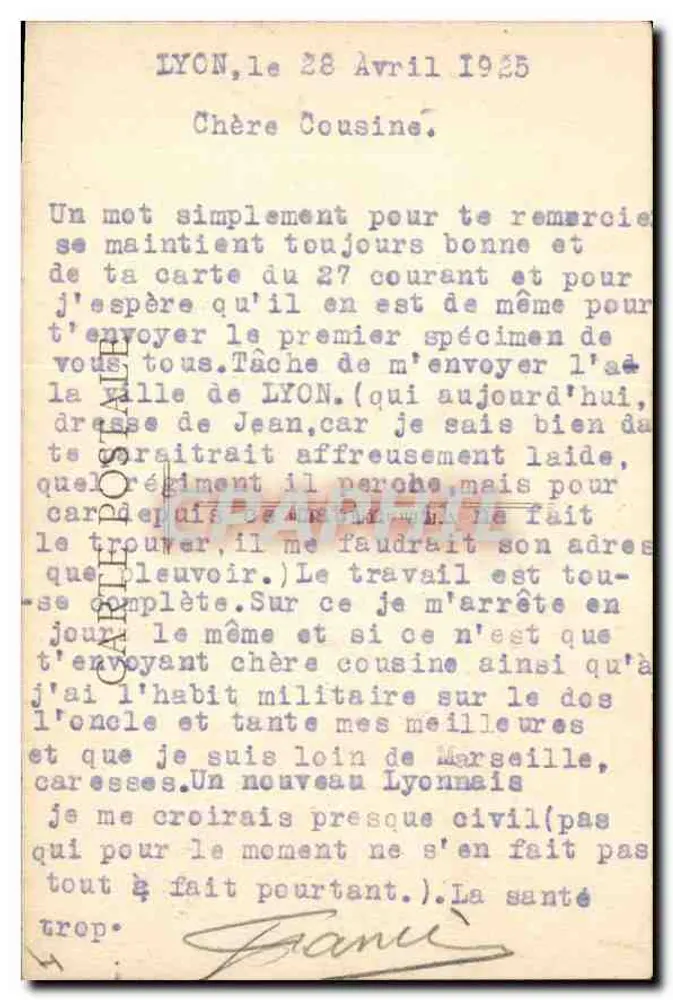 Lyon — O Ponte Lalayette e as Garças A. F. - Verso