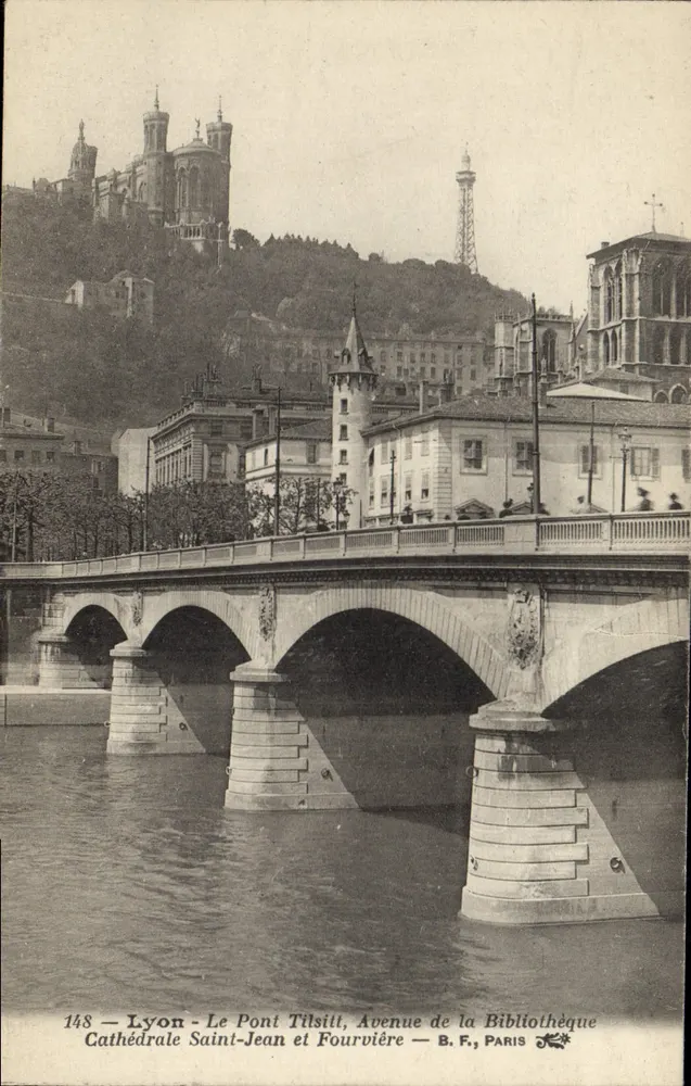 Lyon — Der Tilsitt-Brücke, Avenue de la Bibliothèque — B.F., Paris, n°148 - Vorderseite