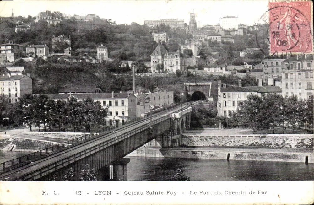 LYON - Coteau Sainte-Foy - Die Eisenbahnbrücke — H. L. 42 - Vorderseite