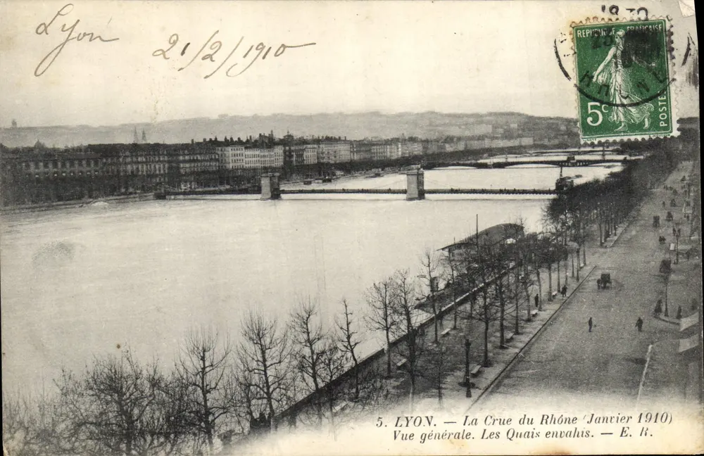 LYON — Die Überschwemmung des Rhône (Januar 1910) — E. R. - Vorderseite