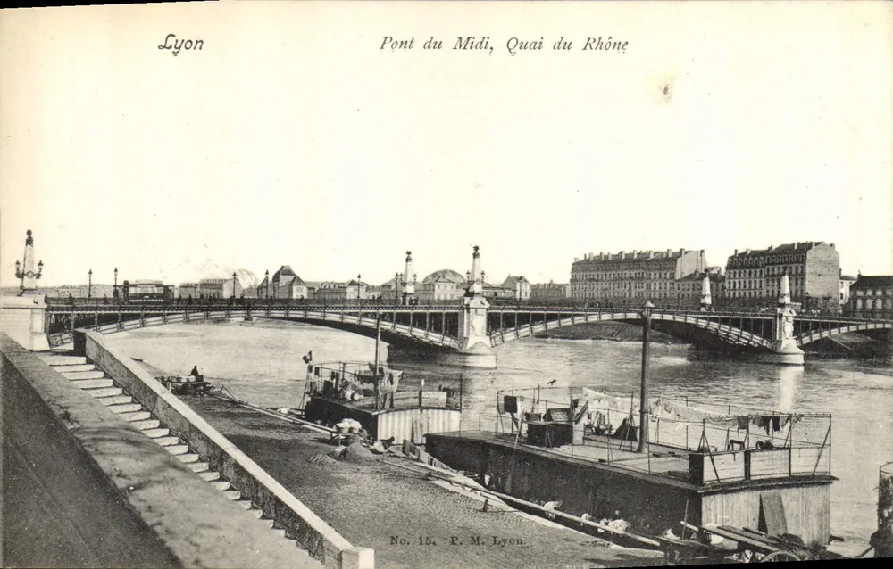 Lyon — Pont du Midi, Quai du Rhône — E. M. Lyon, No. 15 - Frente
