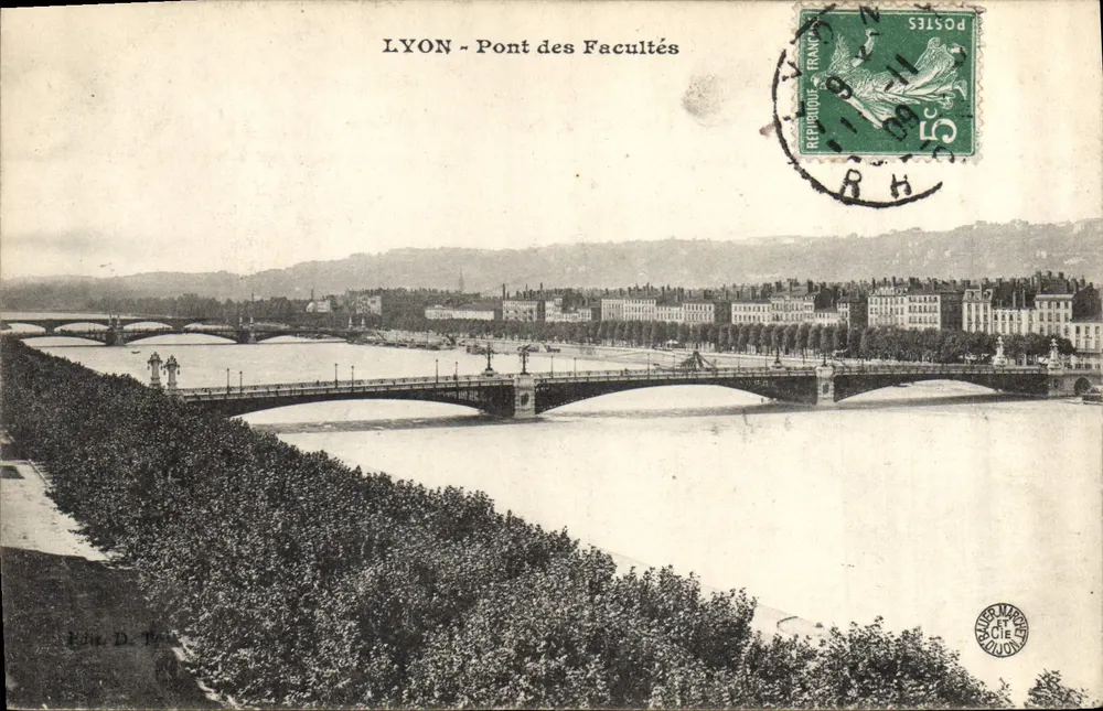 LYON - Ponte das Faculdades — editor Édite D. B. — selo 5c verde - Frente