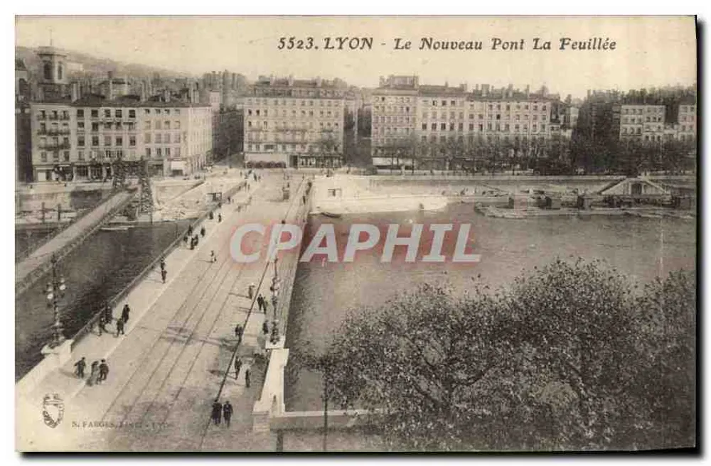 LYON - El Nuevo Puente La Feuillée — N. FARGES, LYON, n° 5523 - Anverso