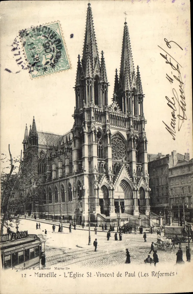Marseille - Die Kirche Saint-Vincent de Paul (Die Reformierten) — Phototypie E. Lacour, n°12 - Vorderseite