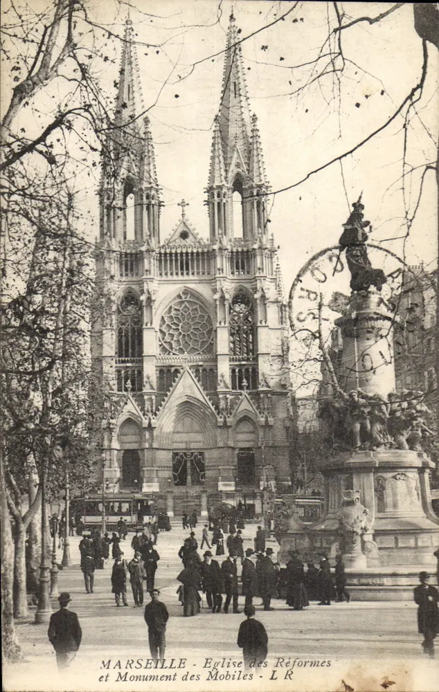Marseille - Kirche der Reformierten und Denkmal der Mobiles - L R - Vorderseite