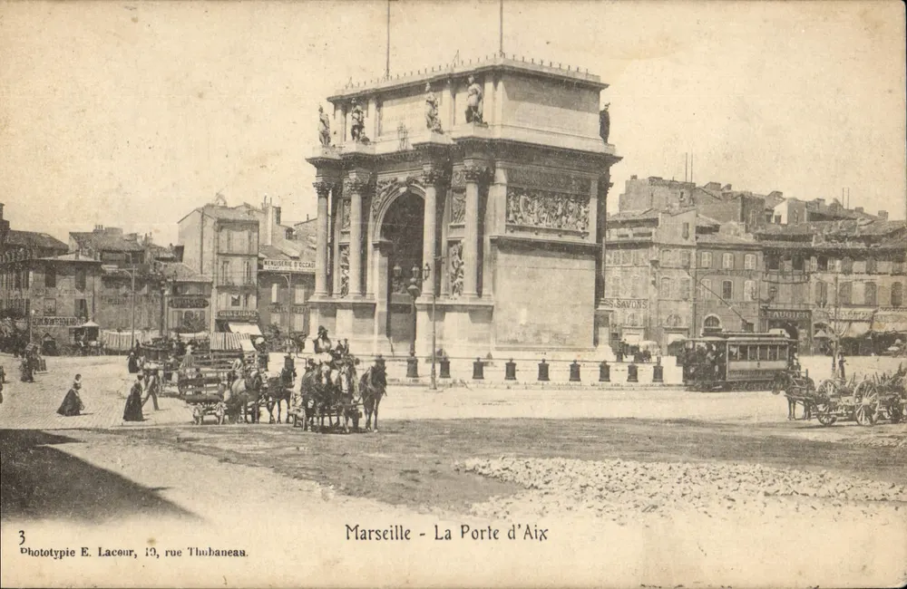 Marseille - A Porta de Aix — Fototipia E. Lacour, 19 rue Thubaneau - Frente