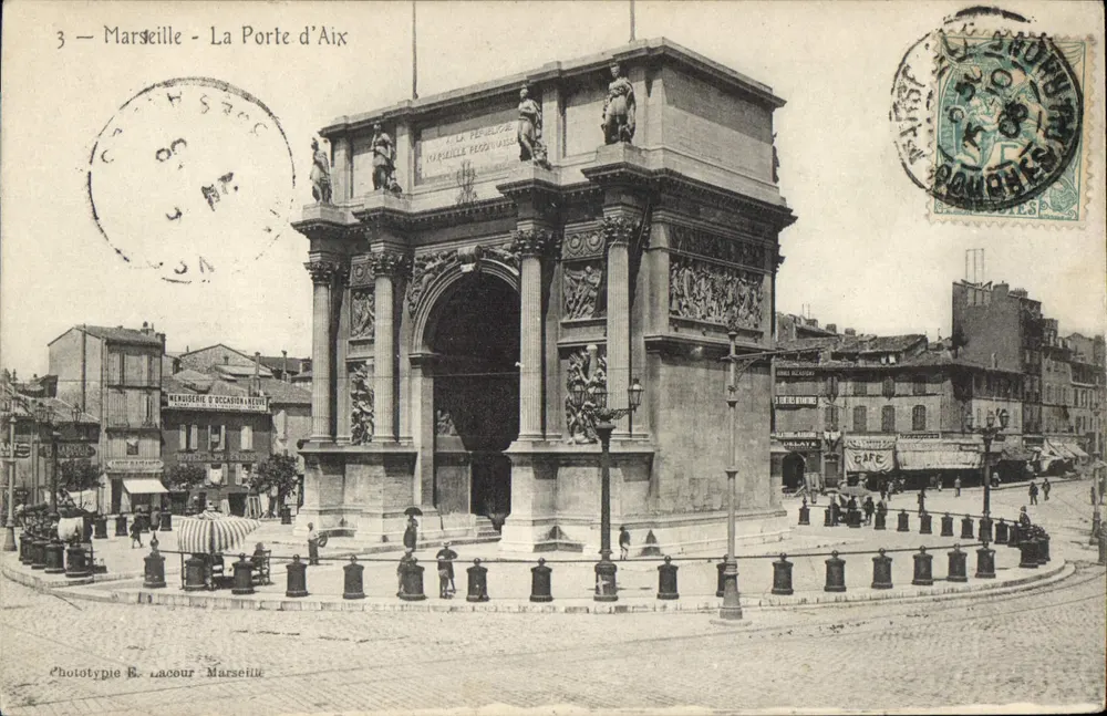Marselha - A Porta de Aix — Fototipia E. Lacour Marselha, n°3 - Frente
