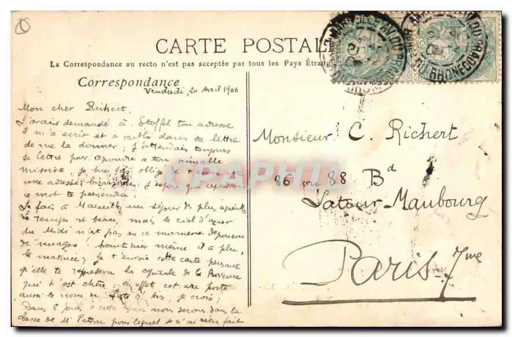 Marselha — O Arco do Triunfo — Magasin Général - Marselha - Verso