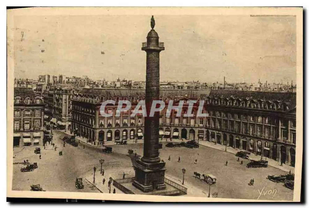 Praça Vendôme — Coluna Vendôme — Edições Yvon, n°102 - Frente