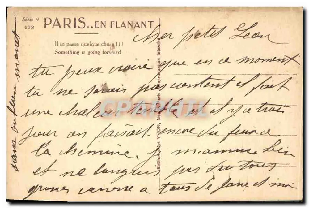Paris — Vista do ponte sobre a Sena com os Castelos da Conciergerie — Yvon, série 9 n° 473 - Verso