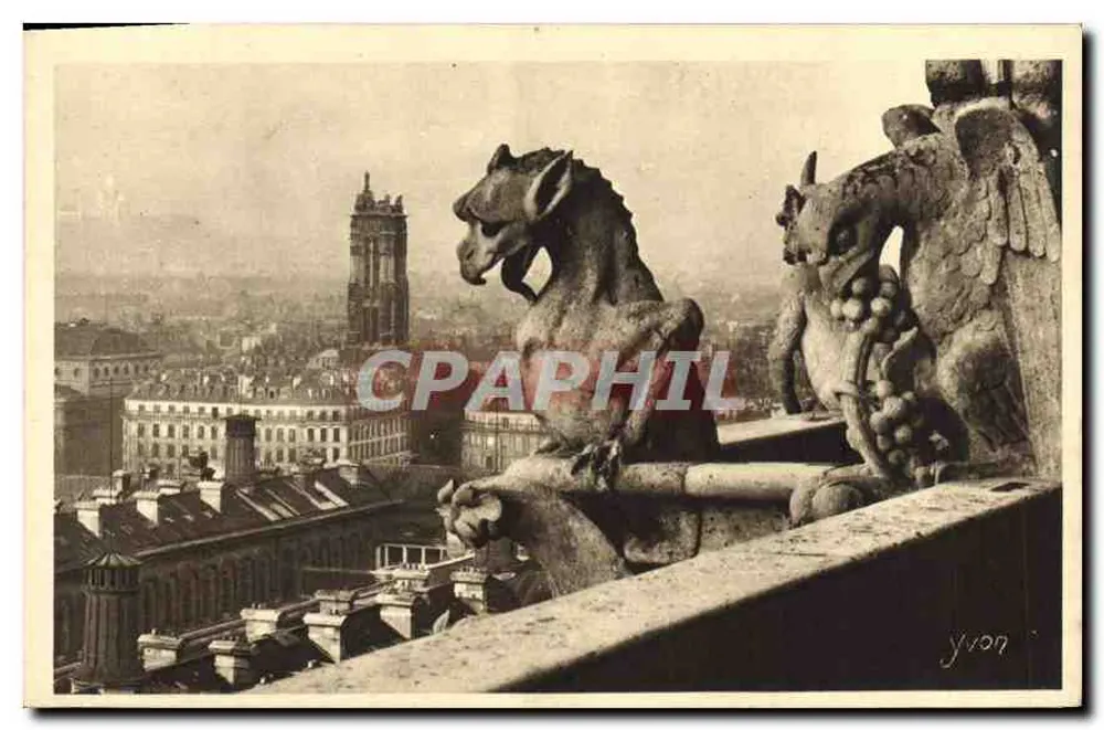 Notre-Dame de Paris — Detail der Westfassade — YVON, Serie 7 Nr. 132 - Vorderseite