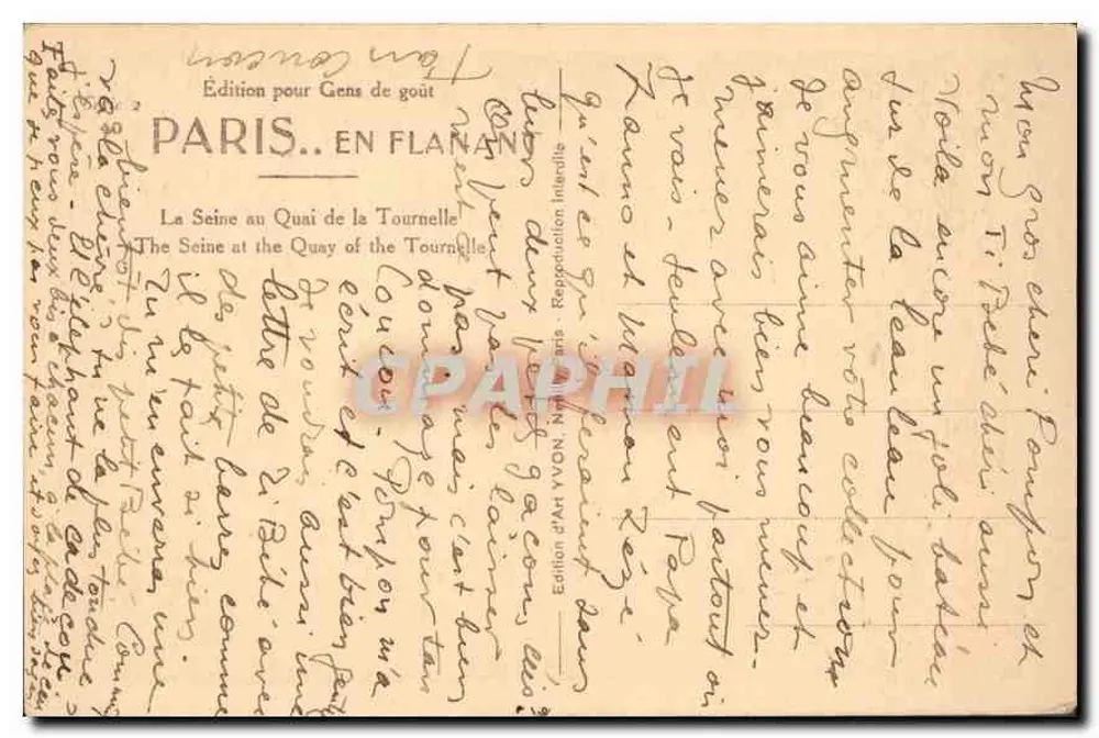 Notre-Dame de Paris — Ansicht von der Seine am Quai de la Tournelle — Edition für Gens de goût, YVON - Rückseite