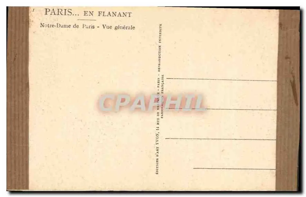 Nossa Senhora de Paris — Vista geral — Edições d'Art Yvon - Verso