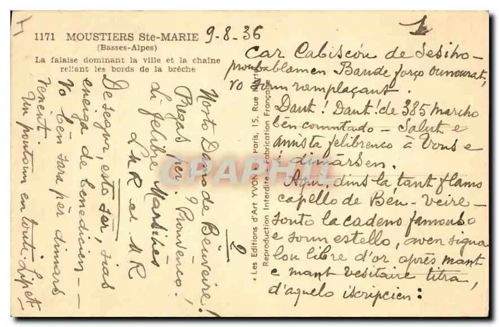 A capela de N.D. de Bén-Véire na Gavot — Bén Vergeres — Edições d'Art Yvonne, Paris - Verso
