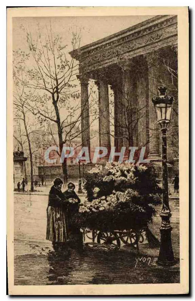 Blumenverkäuferin — Place de la Madeleine — Verlag Établis Yvon, Rue des Petits Carreaux, Paris - Vorderseite