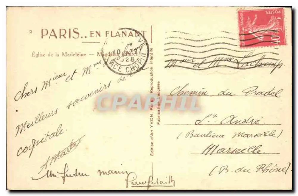 Igreja da Madeleine — Paris — Edição de Arte YVON, n°2 - Verso