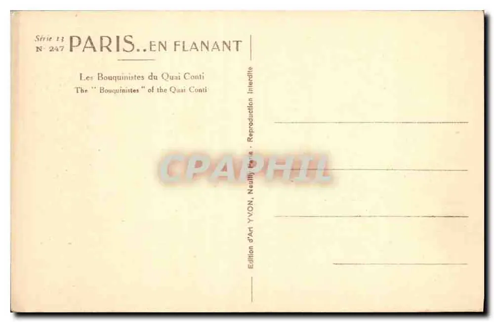 Die Buchständer am Quai Conti — Paris — Edition d'Art YVON - Rückseite
