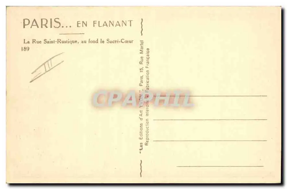 Rue des Saules — Paris — Éditions d'Art Yvon - Rückseite