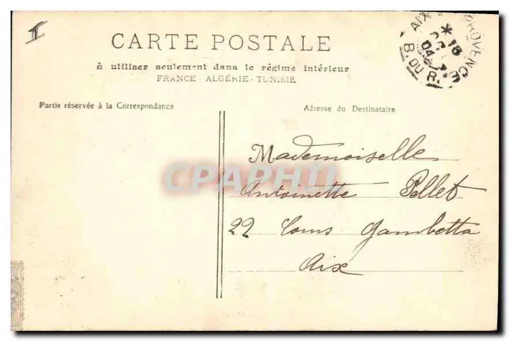 Aix-en-Provence — Musée d'Histoire Naturelle — Boulevards du Roi Renée — Sammlung Jaussaud, n°127 - Rückseite