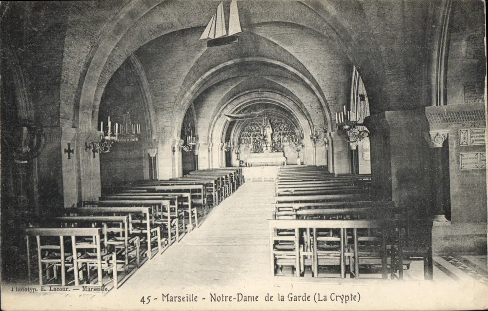 Marseille - De Kerk van Onze Lieve Vrouwe van de Wachter (De Kripte) — Fototyp. E. Lacour — n° 45 - Voorkant