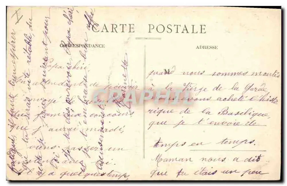 Velha Capela de N.-D. da Guarda — Basílica atual 1864 — Édition H. Marseille - Verso