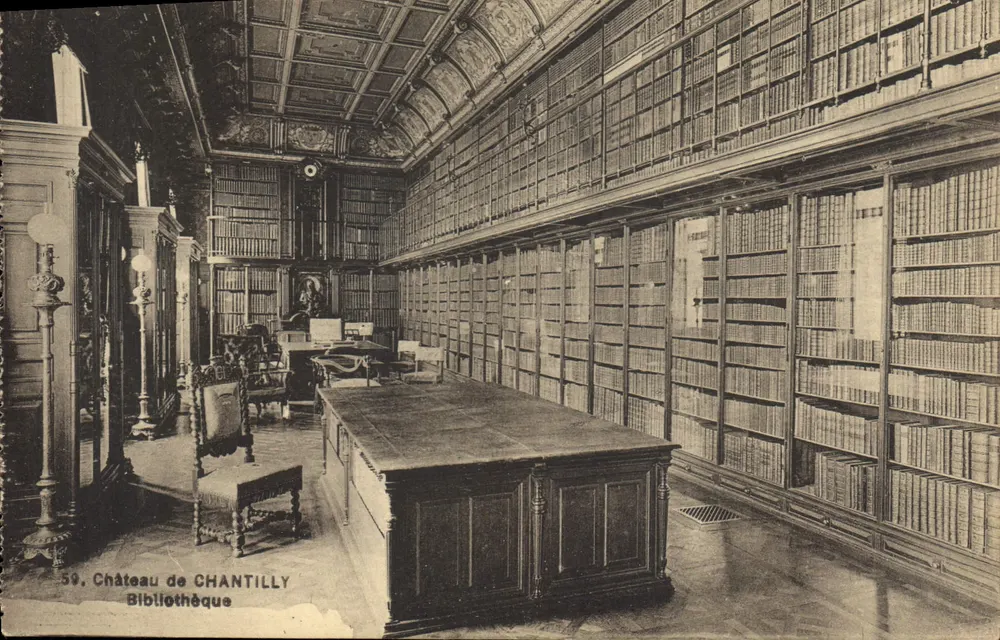 Castelo de CHANTILLY — Biblioteca — A. Edourures, Versailles - Frente
